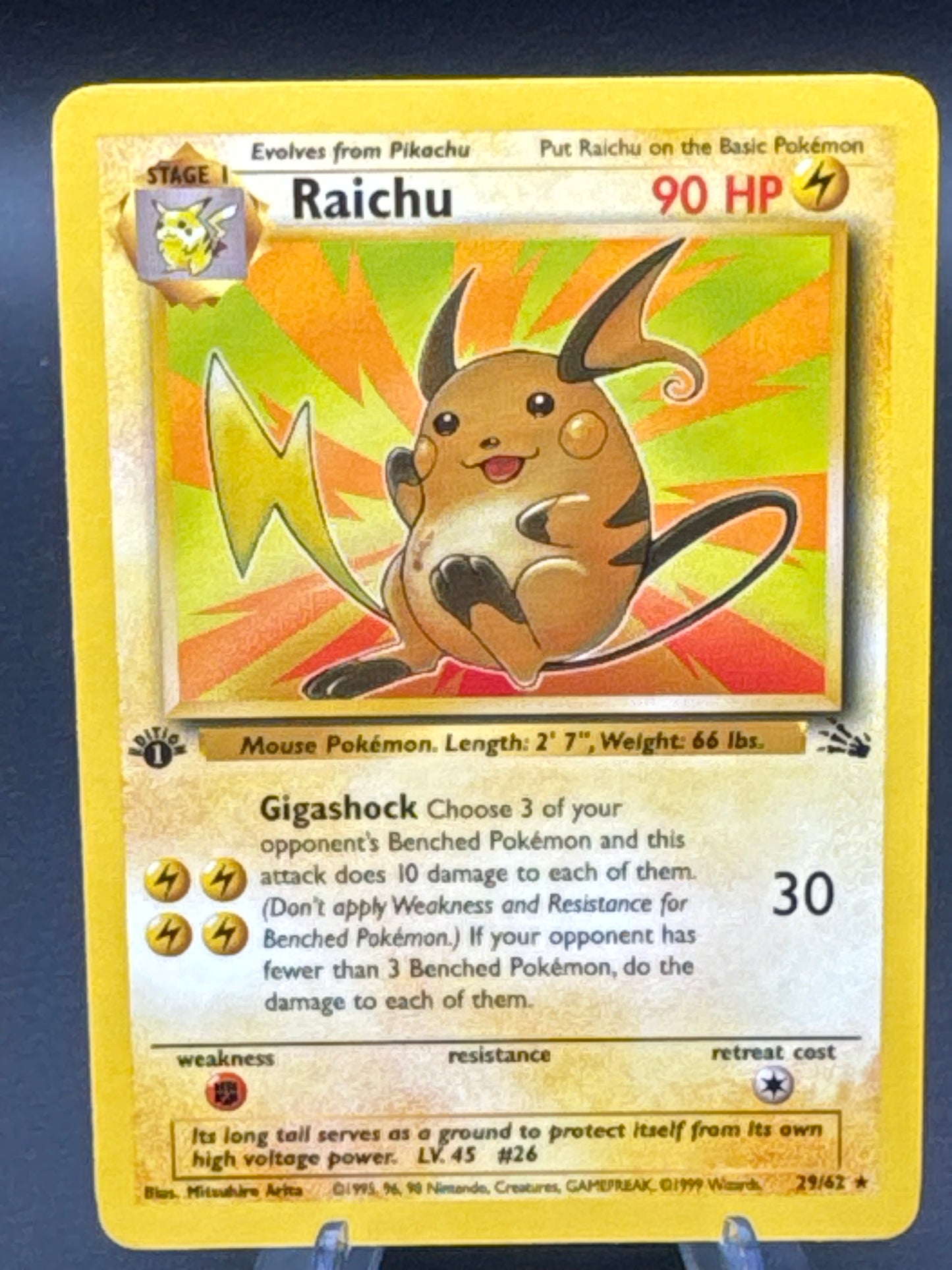 Pokémon TCG: 1999 1st Edition Raichu - 29/62 - Fossil Non-Holo