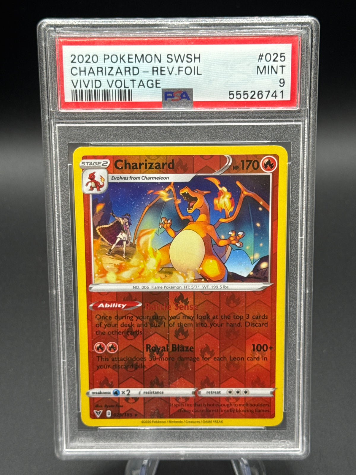 PSA 9 Pokémon TCG: 2020 Charizard 025/185 Vivid Voltage Rev Holo