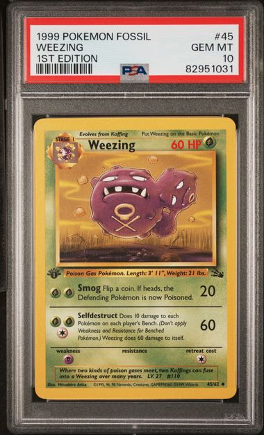 Pokémon TCG: 1999 POKEMON FOSSIL #45 WEEZING 1ST EDITION