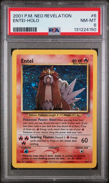 PSA 8 Pokémon TCG: 2001 Entei 6/64 Neo Revelation