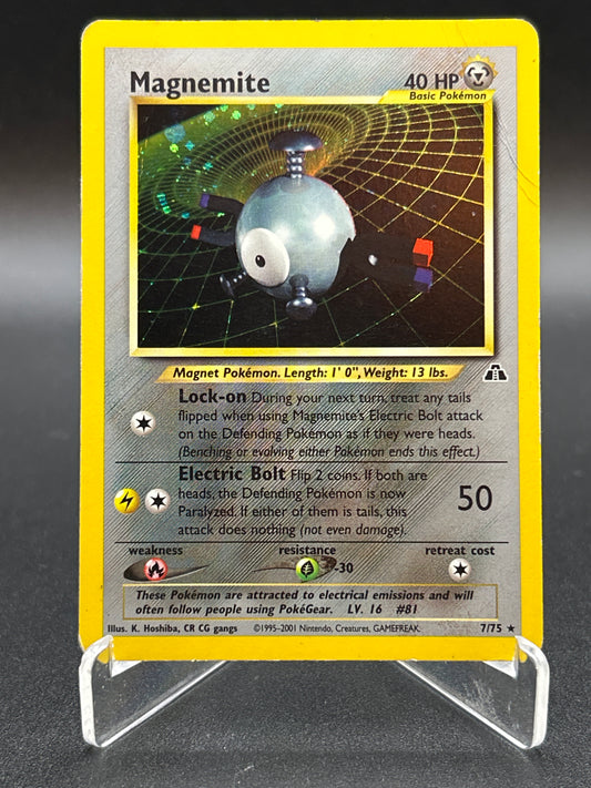 Pokémon TCG: 2001 Magnemite 7/75 Neo Discovery Unlimited Holo (Damaged)