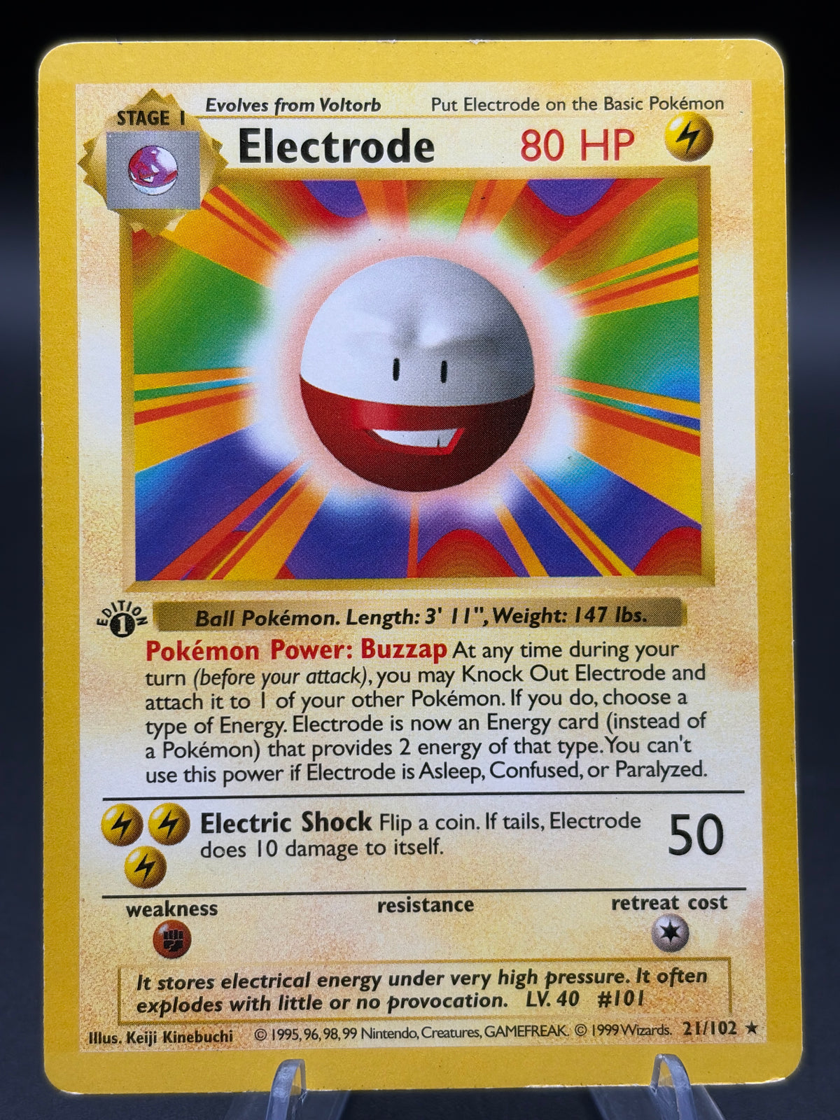 Pokémon TCG: 1999 - Electrode - 21/102 - Base Set Shadowless First Edition