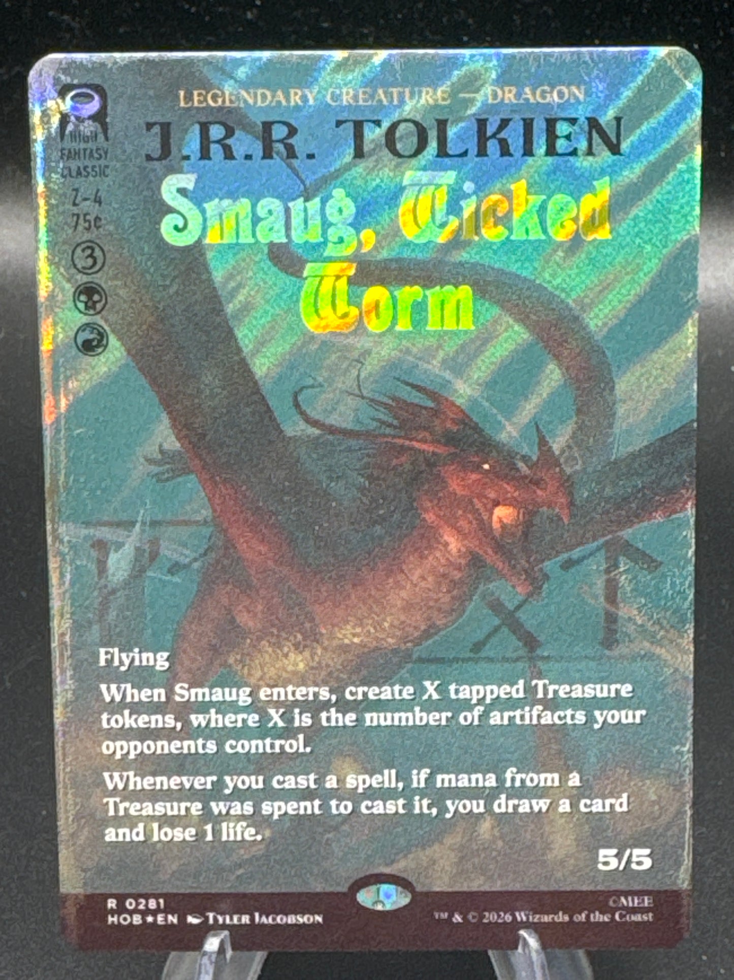 Magic The Gathering: Smaug, Wicked Worm (Borderless) (Surge Foil) R 0281 - The Hobbit (HOB)