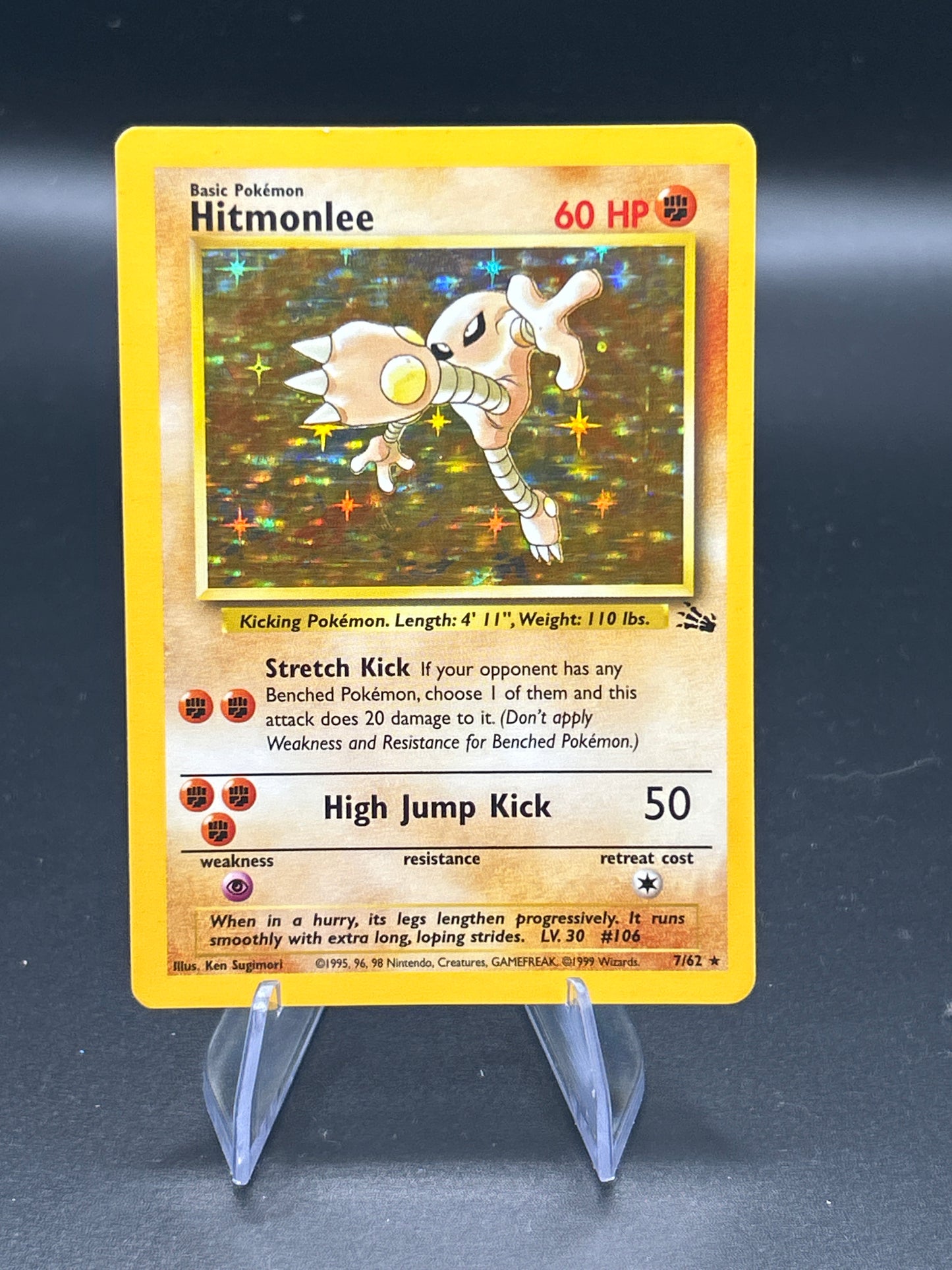 Pokémon TCG: 1999 Hitmonlee 7/62 Fossil Holo - DMG