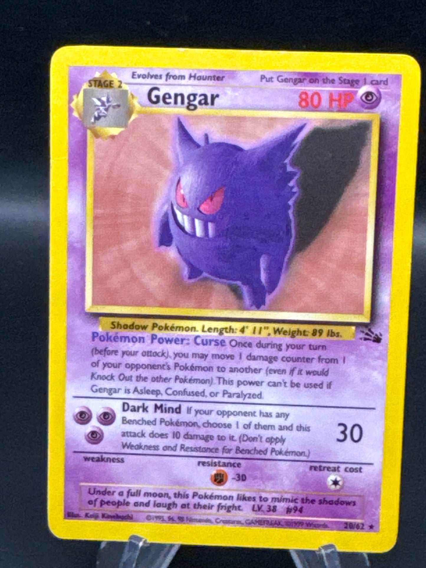 Pokémon TCG: 1999 Gengar - 20/62 - Fossil Non-Holo