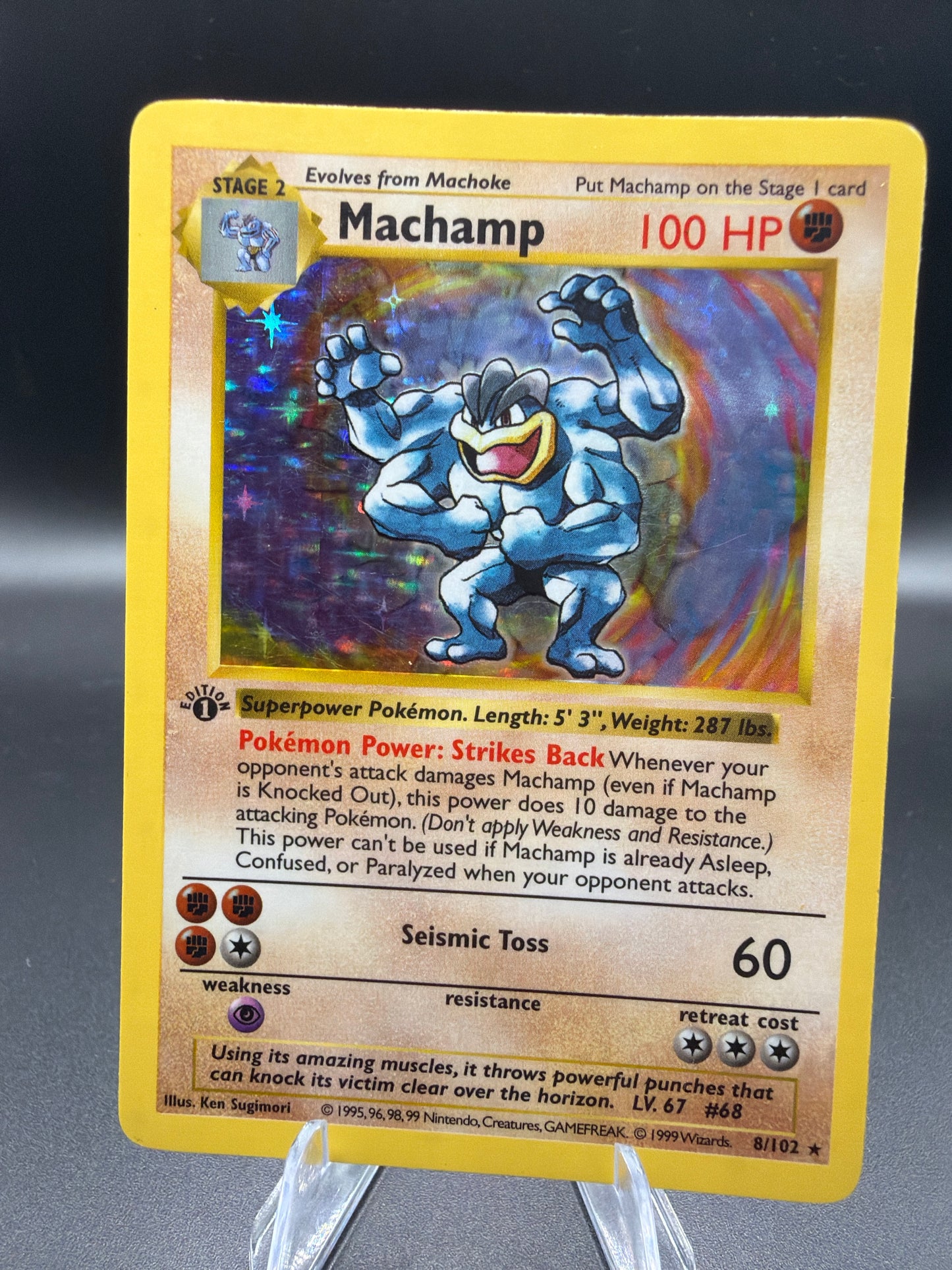 Pokémon TCG: 1999 1st Edition Machamp 8/102 - Shadowless Base Set Holo