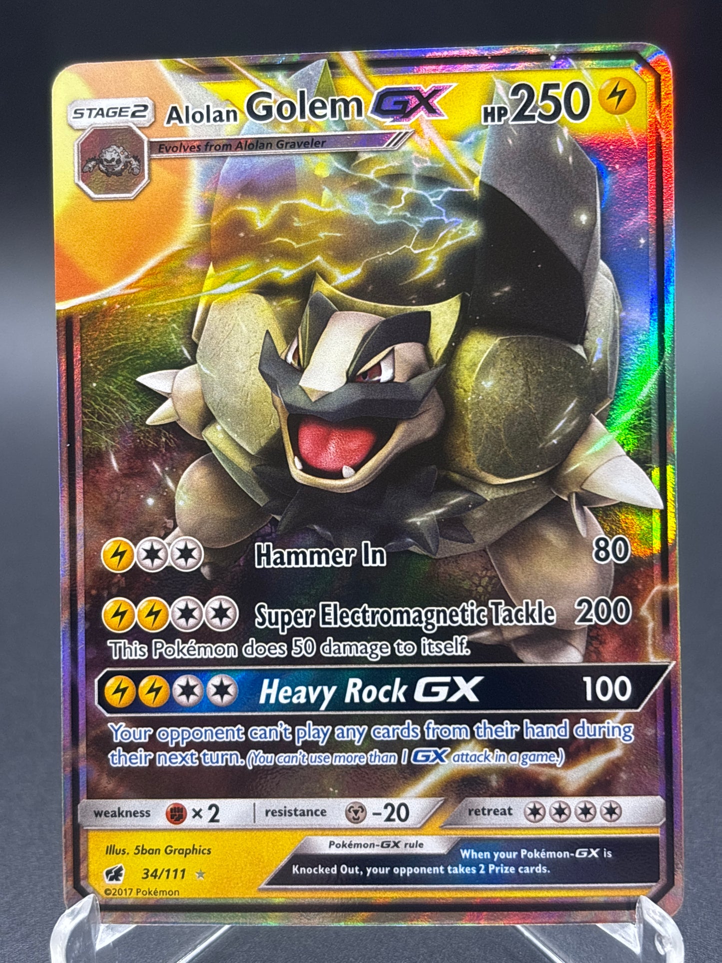 Pokémon TCG: 2017 Alolan Golem GX 34/111 SM: Crimson Invasion