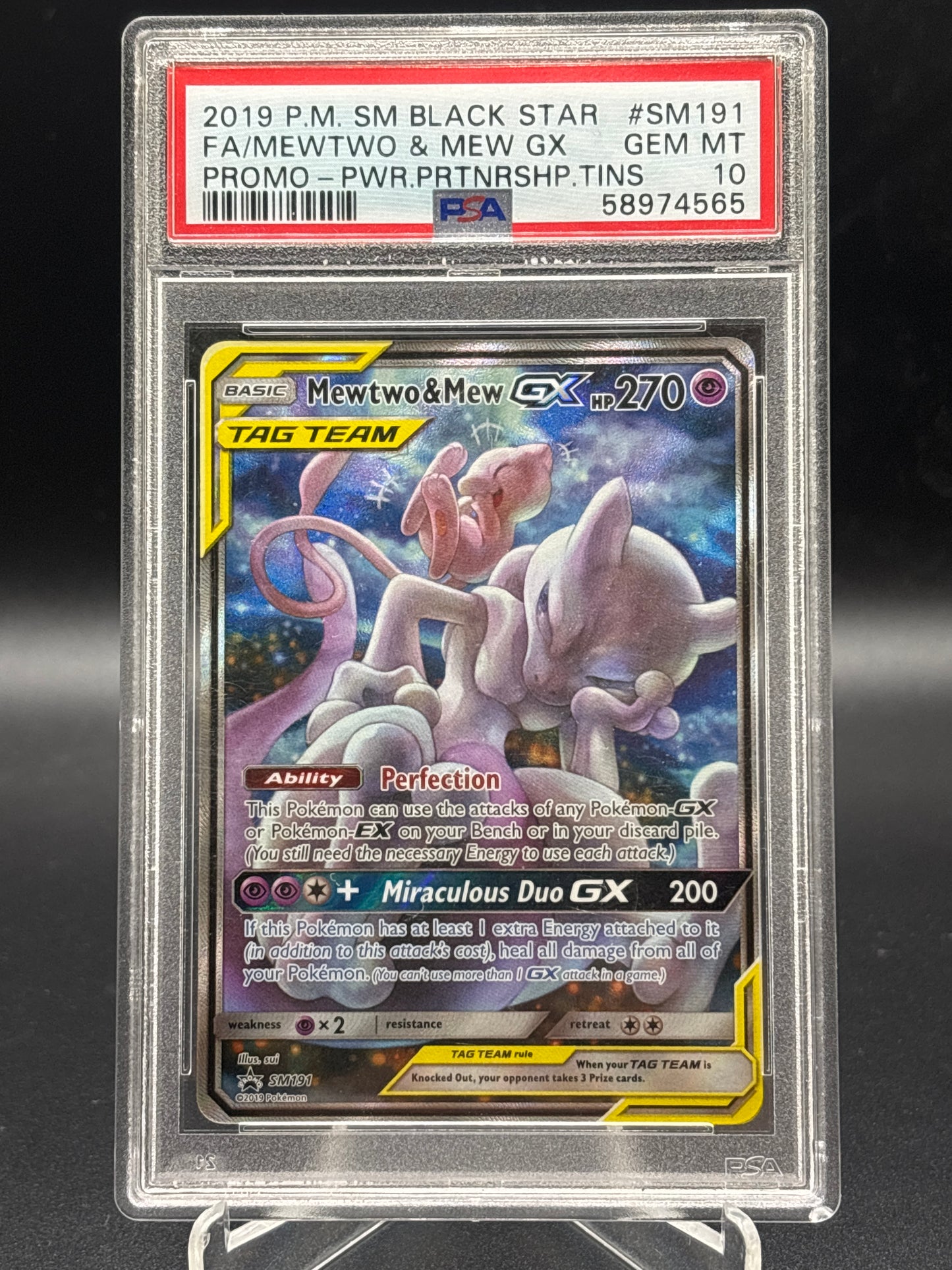 PSA 10 Pokémon TCG: 2019 Mewtwo & Mew GX SM191 SM Promo