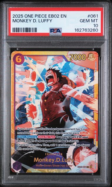 PSA 10 One Piece TCG: 2025 ONE PIECE EB02-EXTRA BOOSTER -ANIME 25TH COLLECTION- #061 MONKEY D. LUFFY