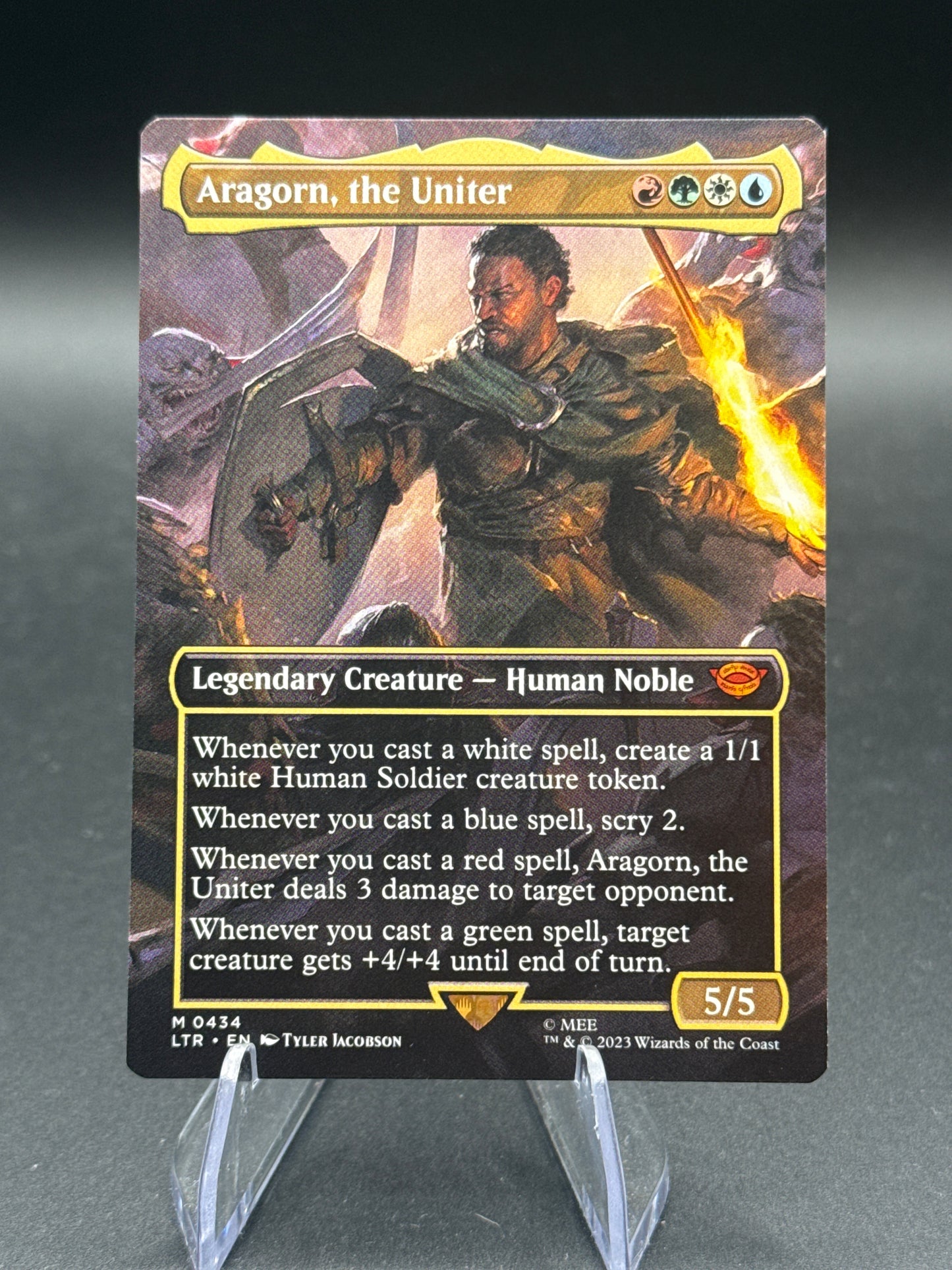 MTG TCG:  Aragorn, the Uniter M 0434 (Borderless) - Universes Beyond: The Lord of the Rings: Tales of Middle-earth (LTR)