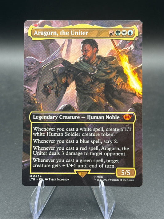 MTG TCG:  Aragorn, the Uniter M 0434 (Borderless) - Universes Beyond: The Lord of the Rings: Tales of Middle-earth (LTR)