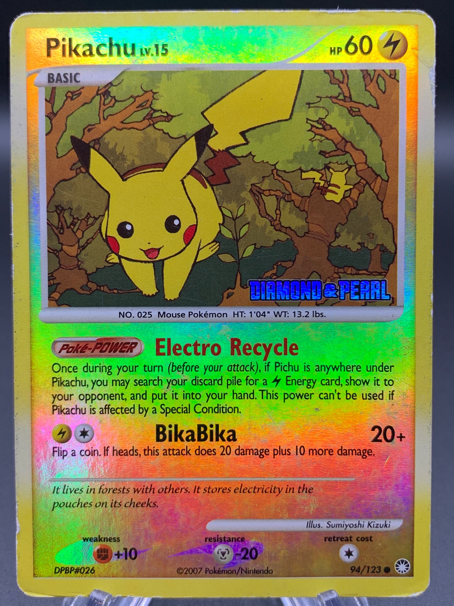 Pokémon TCG: 2007 Pikachu Lv.15 (Diamond & Pearl) - 94/123 - BKP: Burger King Promo Reverse-Holo