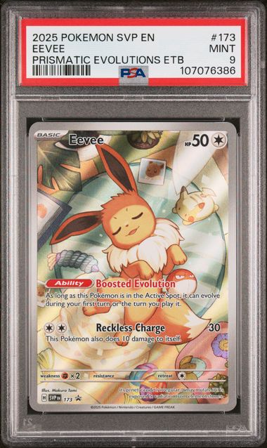 PSA 9 Pokémon TCG: 2025 Eevee #173 SV: Prismatic Evolutions ETB Promo
