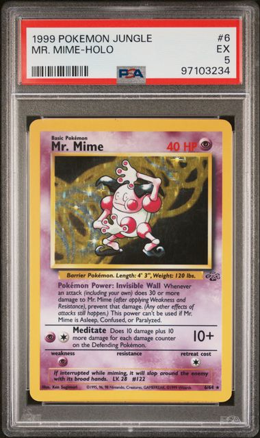PSA 5 Pokémon TCG: 1999 Mr. Mime 6/64 Jungle Holo