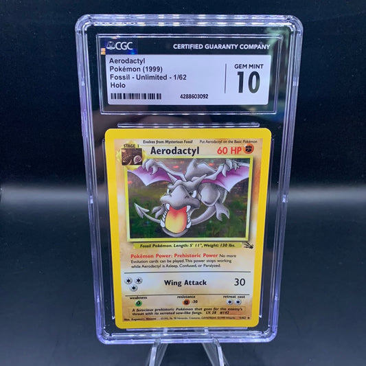 CGC 10 Pokémon TCG: 1999 Aerodactyl 1/62 Fossil Holo
