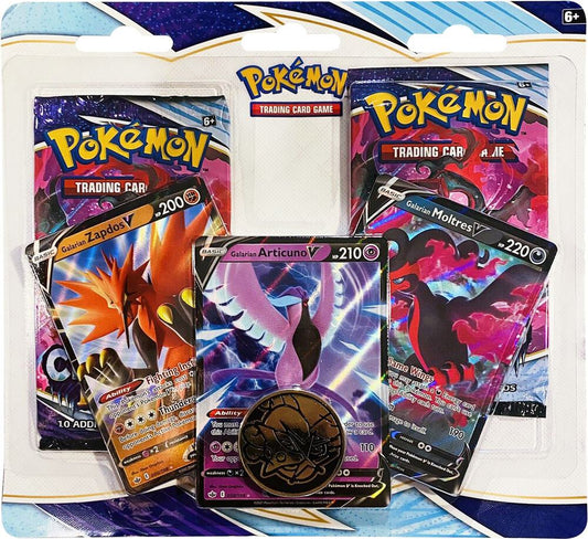 Pokémon TCG: Sword & Shield Chilling Reign 2 Pack Blister [Galarian Zapdos V, Articuno V, Moltres V]