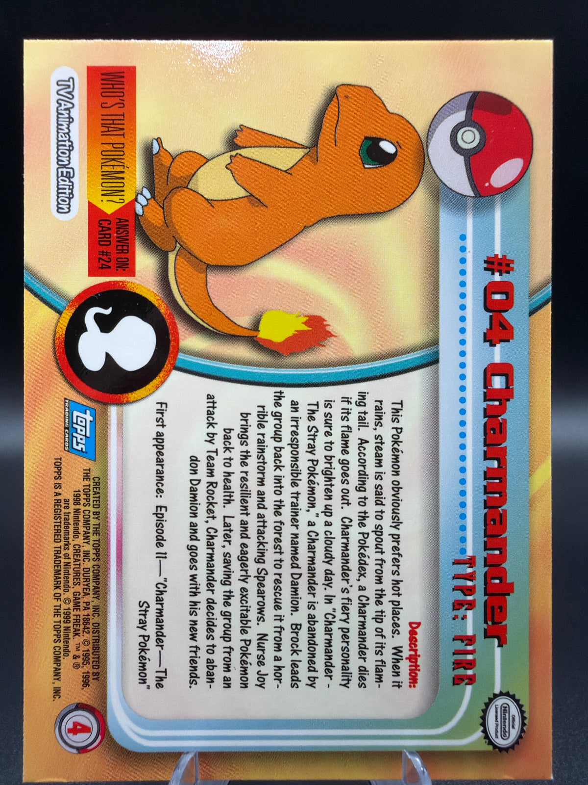 Pokémon: 1999 Charmander - #04 - Topps Chrome TV Animation Edition