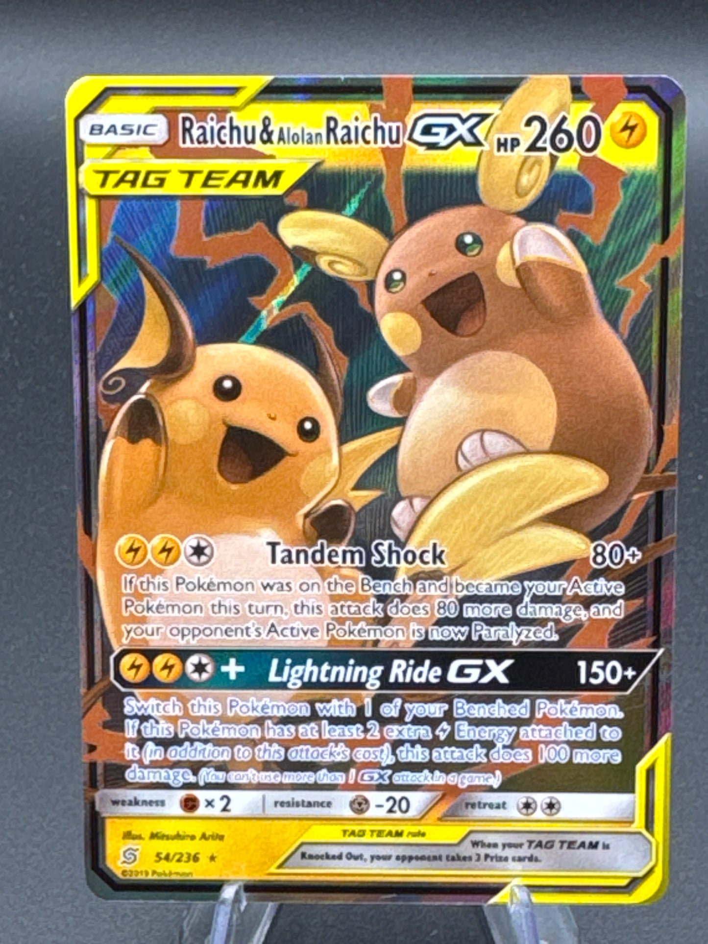 Pokémon TCG: 2019 Raichu & Alolan Raichu GX - 54/236 - SM: Unified Minds