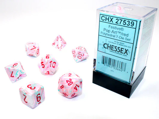 Chessex:Festive Polyhedral Pop Art/red 7-Die set