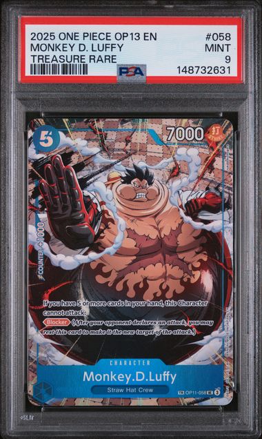 PSA 9 One Piece TCG: 2025 ONE PIECE OP13-CARRYING ON HIS WILL #058 MONKEY D. LUFFY TREASURE RARE