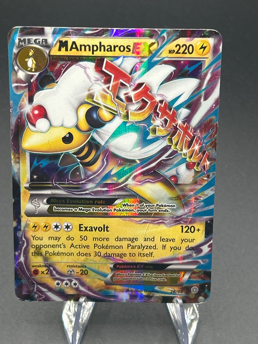 Pokémon TCG: 2015 M Ampharos EX 28/98 XY: Ancient Origins (Damaged)