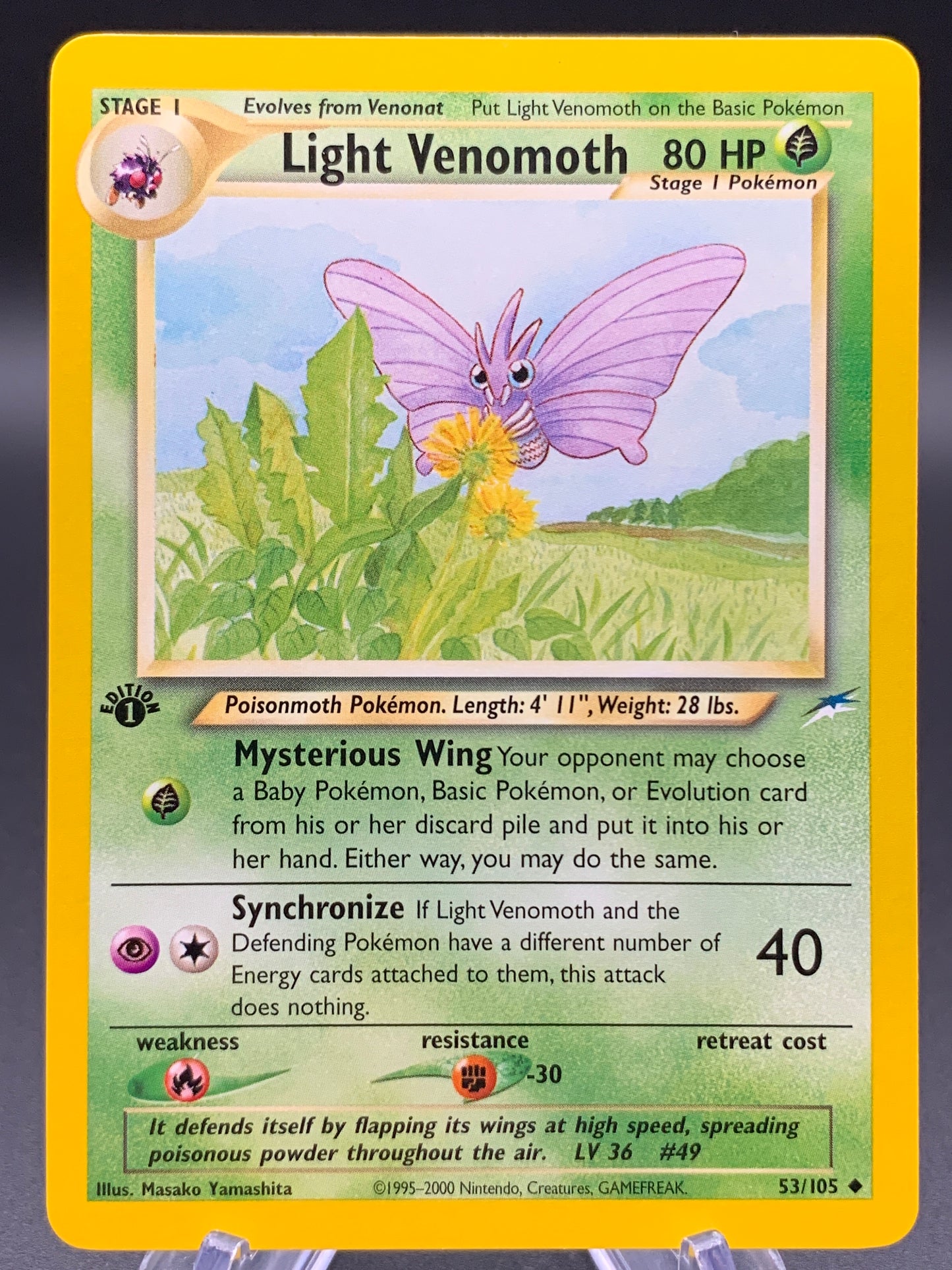 Pokémon TCG: 2000 Light Venomoth - 53/105 - 1st Edition Neo Destiny
