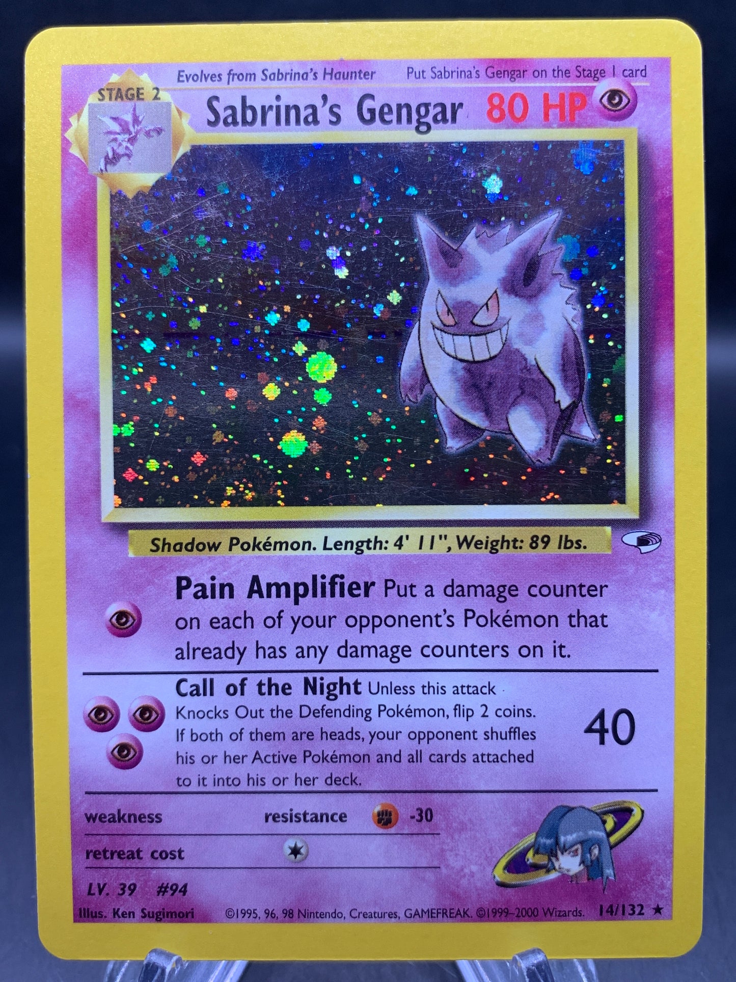 Pokémon TCG: 1995 Sabrina's Gengar - 14/132 - Gym Heroes Unlimited Holo
