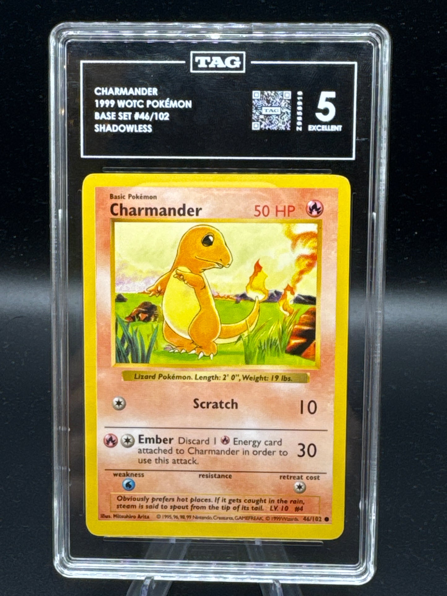 TAG 5 Pokémon TCG: 1999 Charmander 46/102 Base Set Shadowless