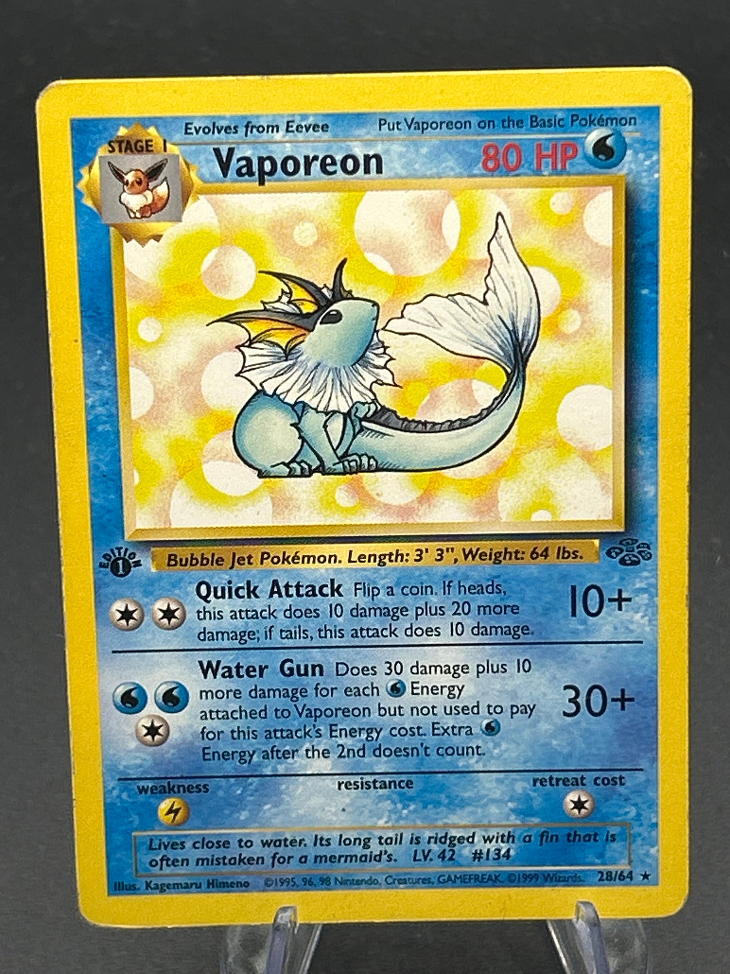 Pokémon TCG: 1999 - Vaporeon  28/64 - Jungle 1st edition - DMG