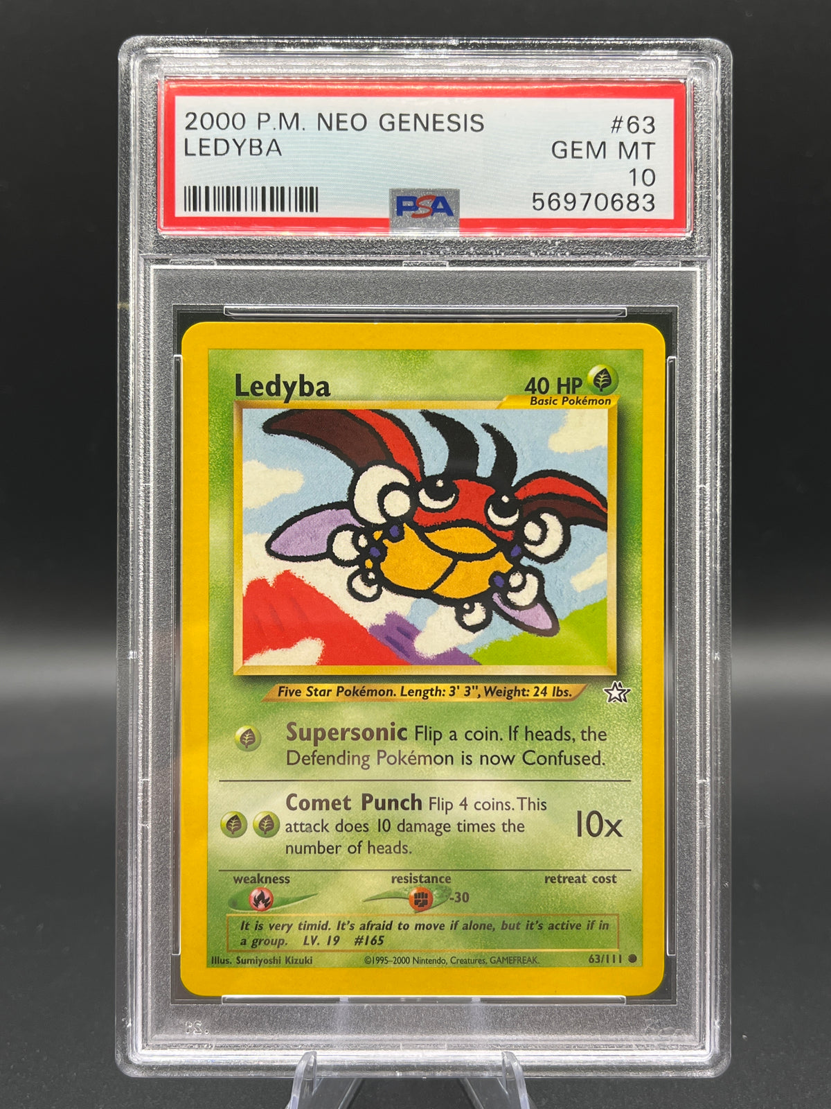PSA 10 Pokémon TCG: 2000 Ledyba 63/111 - Neo Genesis (POP 18)