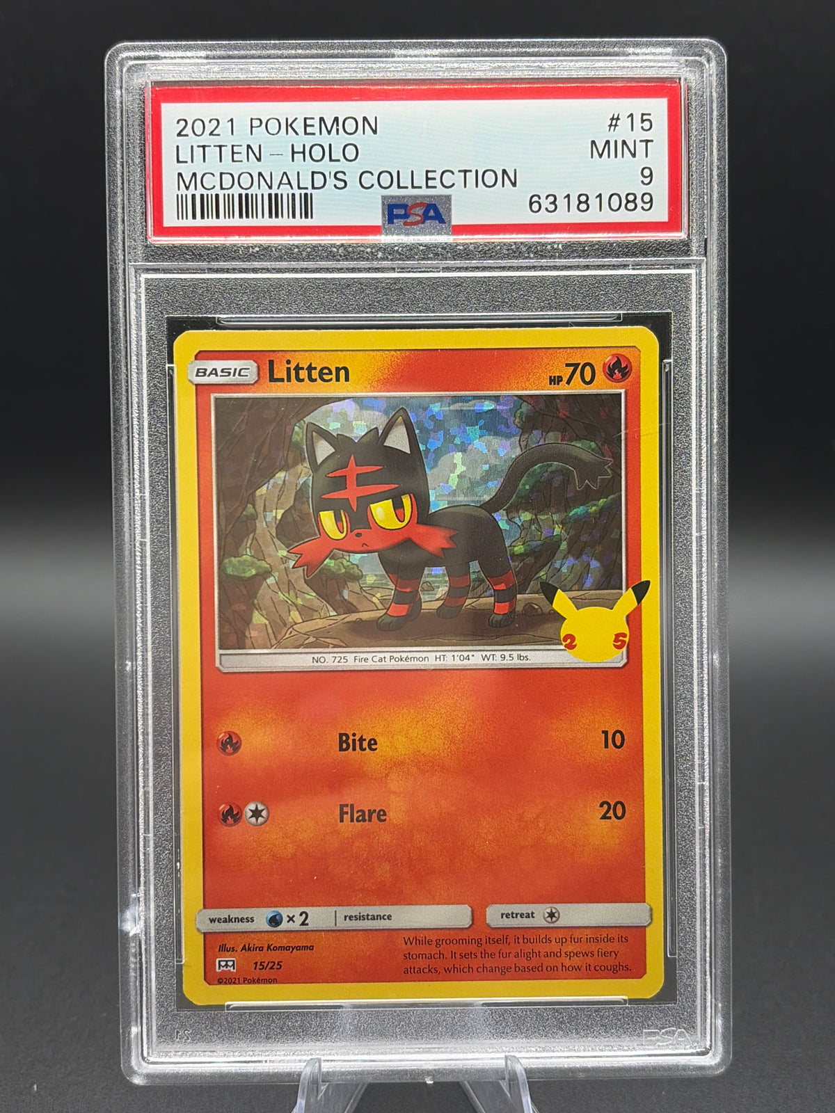 PSA 9 Pokémon TCG: 2021 POKEMON MCDONALD'S COLLECTION #15 LITTEN-HOLO MCDONALD'S COLLECTION