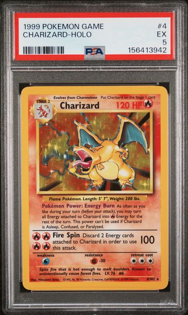 PSA 5 Pokémon TCG: 1999 Charizard 4/102 - Base Set Holo