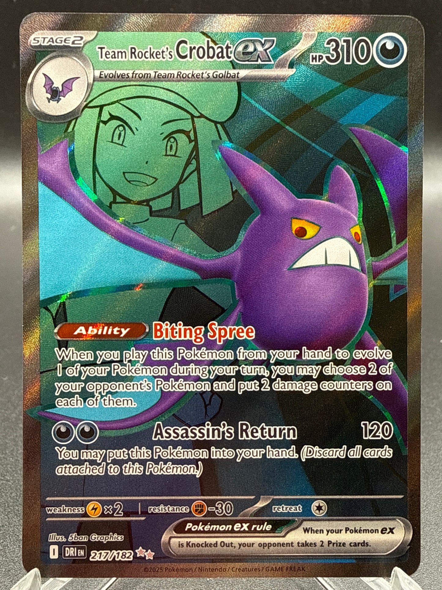 Pokémon TCG: 2025 Team Rocket's Crobat ex 217/182 SV: Destined Rivals
