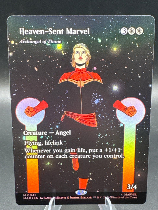 MTG TCG: Heaven-Sent Marvel - Archangel of Thune (Borderless) (Foil) - 0041 - Marvel Universe Eternal-Legal (MAR)