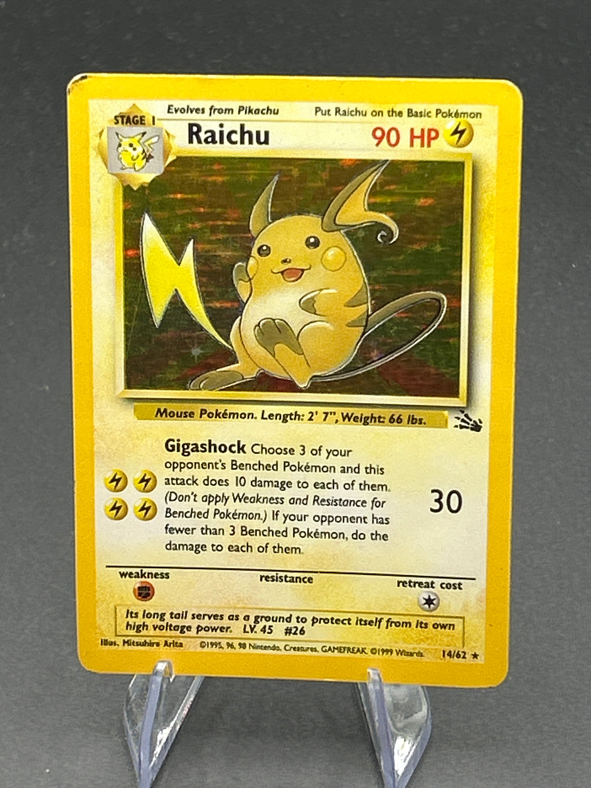 Pokémon TCG: 1999 Raichu 14/62 Fossil Holo - DMG