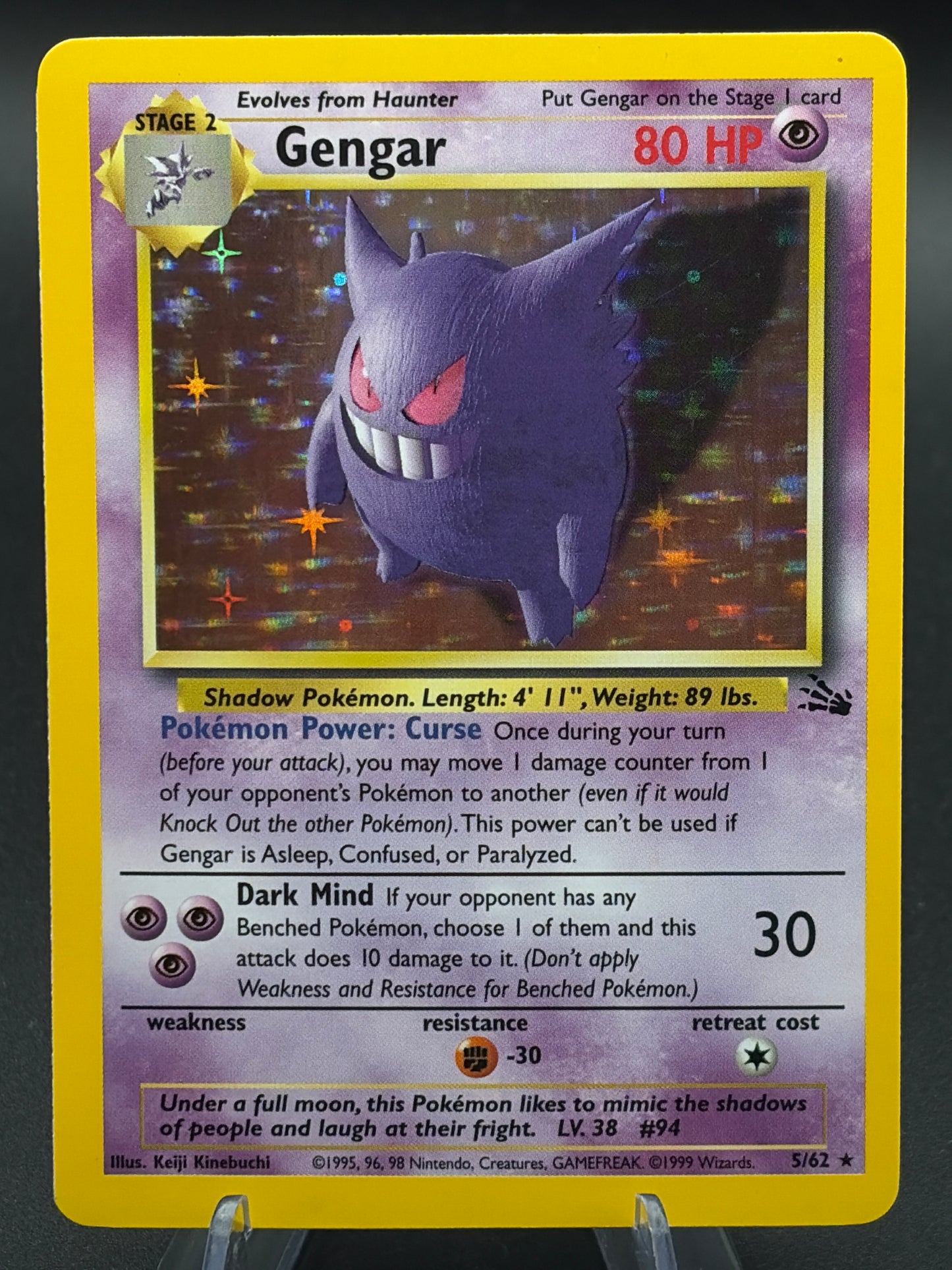 Pokémon TCG: 1999 Gengar 5/62 Fossil Holo