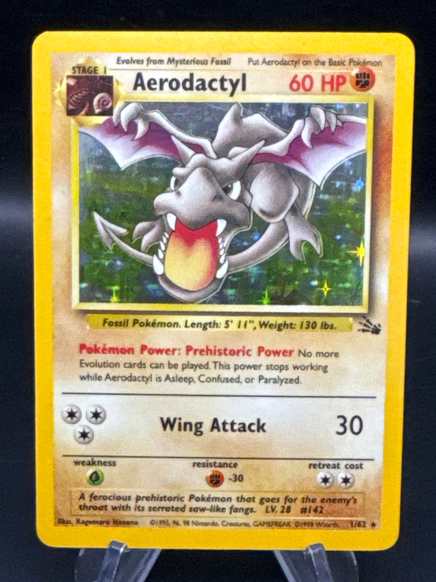 Pokémon TCG: 1999 Aerodactyl - 1/62 - Fossil Unlimited Holo
