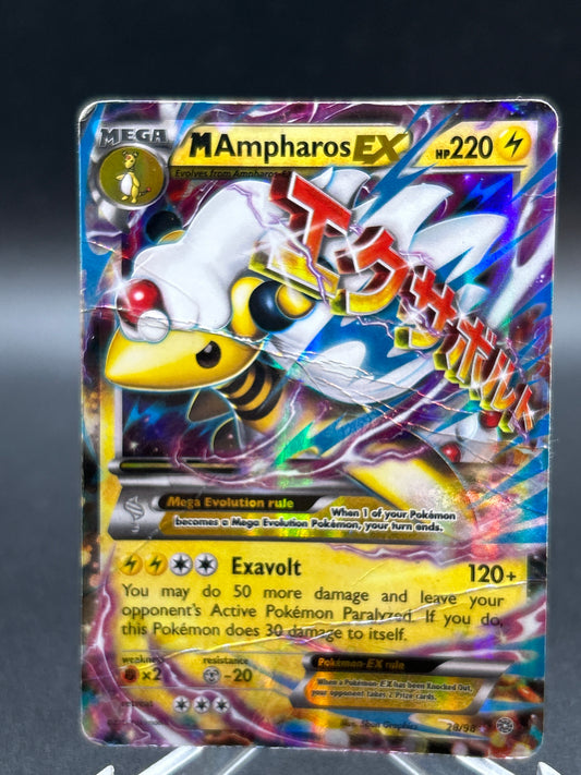 Pokémon TCG: 2015 M Ampharos EX 28/98 XY: Ancient Origins (Damaged)