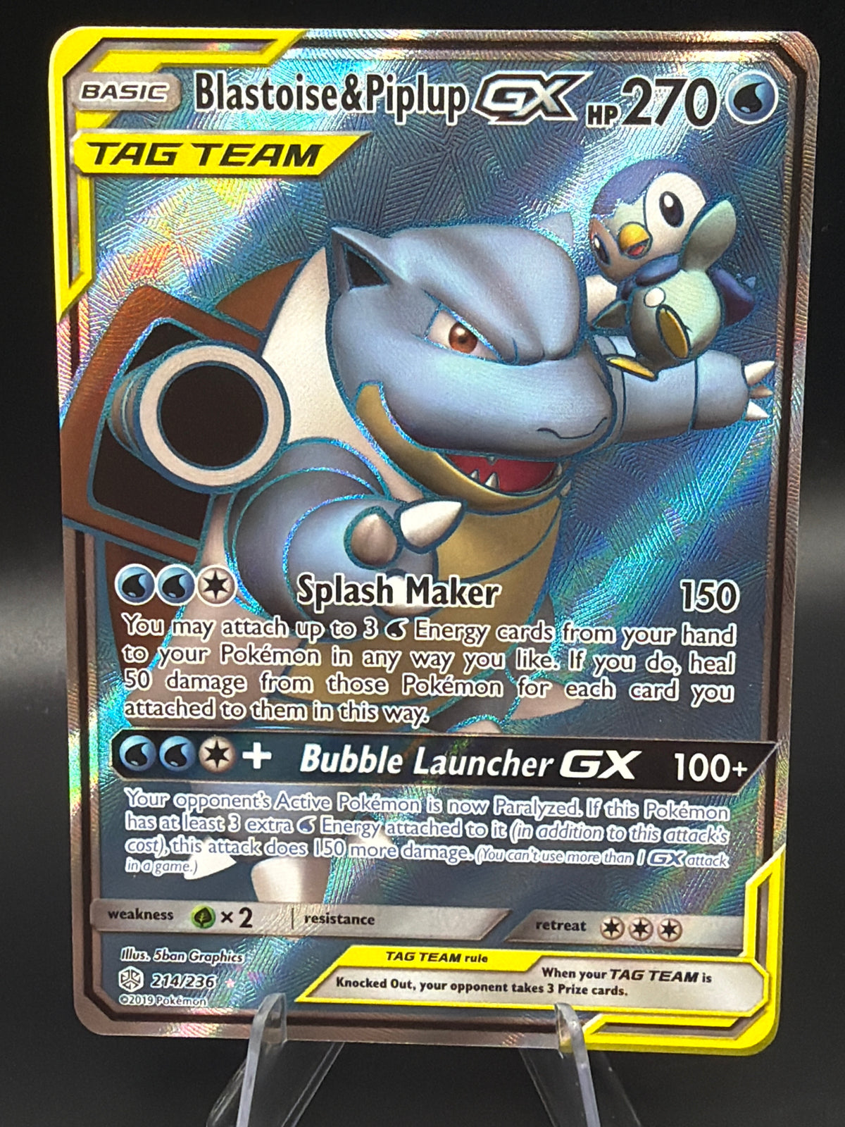 Pokémon TCG: 2019 Blastoise & Piplup GX 214/236 Cosmic Eclipse