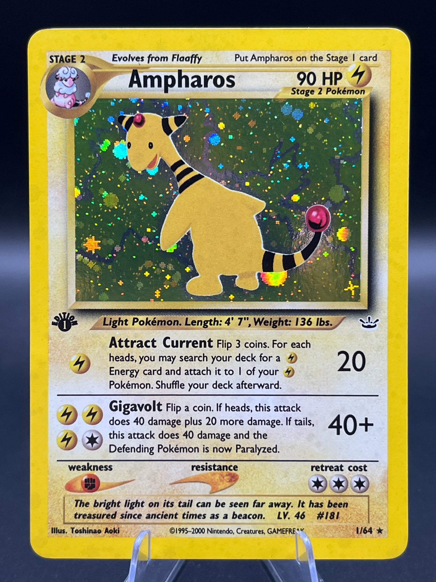 Pokémon TCG: 2000 Ampharos 1/64 - 1st Edition Neo Revelation