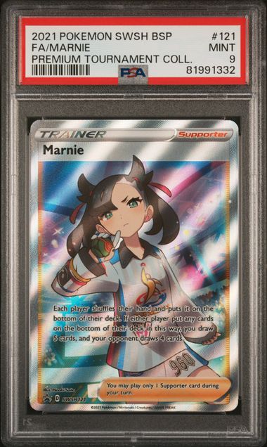 PSA 9 Pokemon TCG: 2021 Marnie SWSH121 Premium Tournament Collection