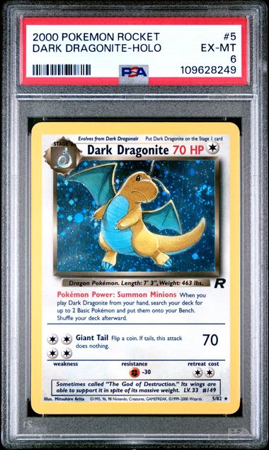 PSA 6 Pokemon TCG: 2000 Dark Dragonite 5/82 Holo