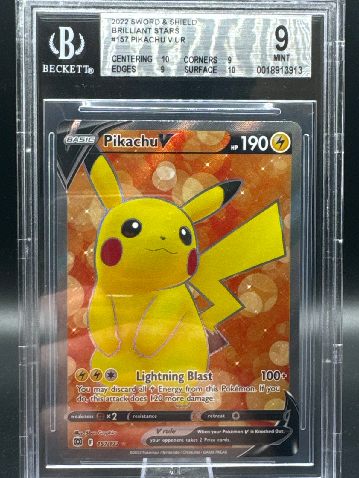 Beckett 9 Pokémon TCG: 2022 - Pikachu V (Full Art) - SWSH09: Brilliant Stars (SWSH09)