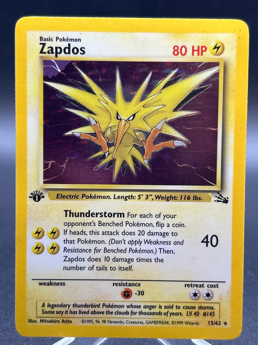 Pokémon TCG: 1999 Zapdos 15/62 1st Edition Fossil Holo