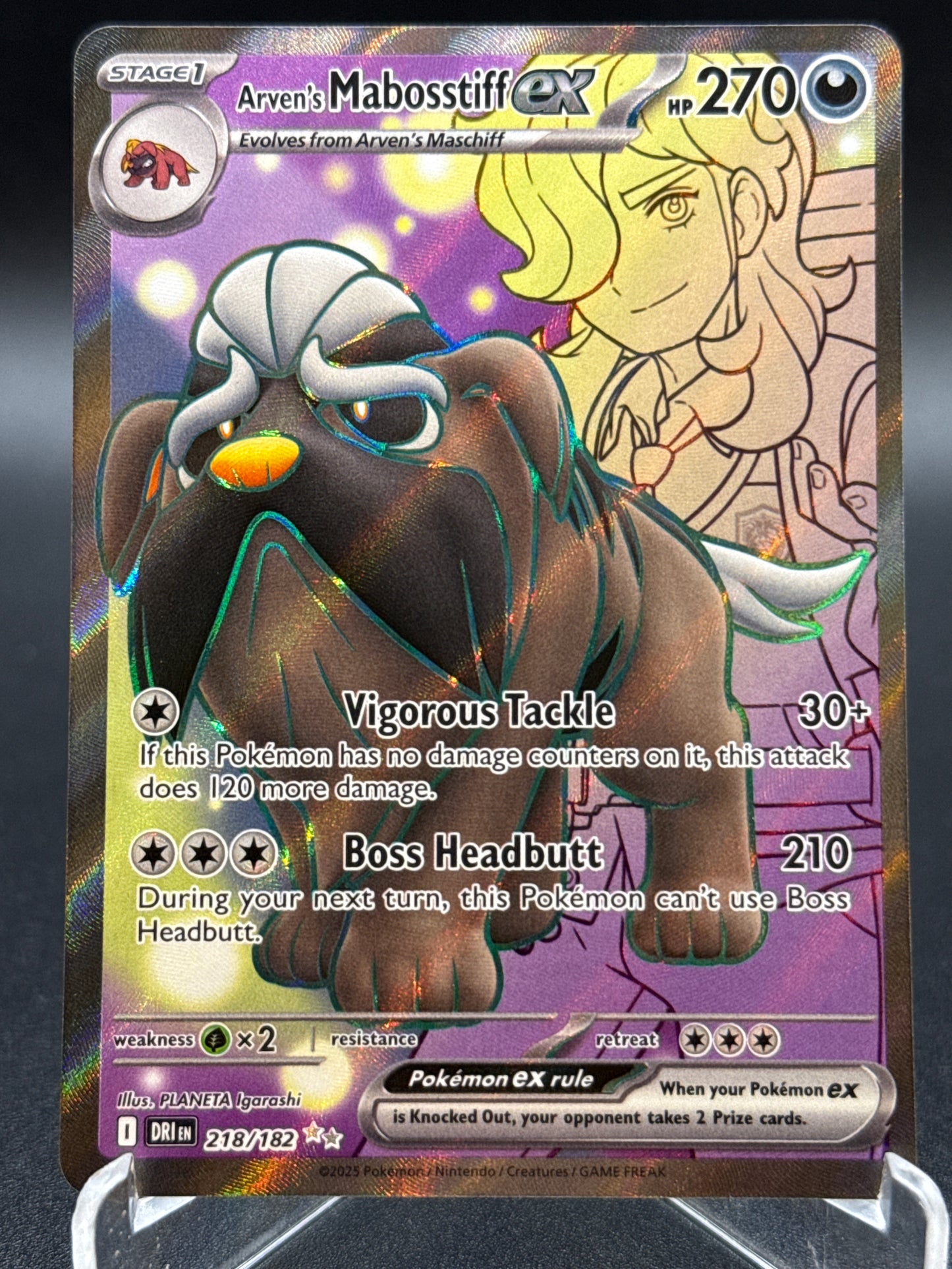 Pokémon TCG: 2025 Arven's Mabosstiff ex - 218/182 - SV: Destined Rivals