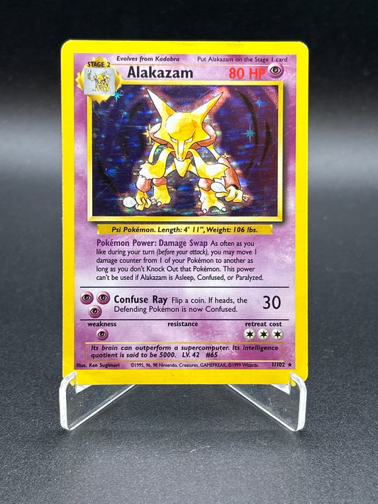 Pokémon TCG: 1999 Alakazam 1/102 Base Set Holo (Damaged)