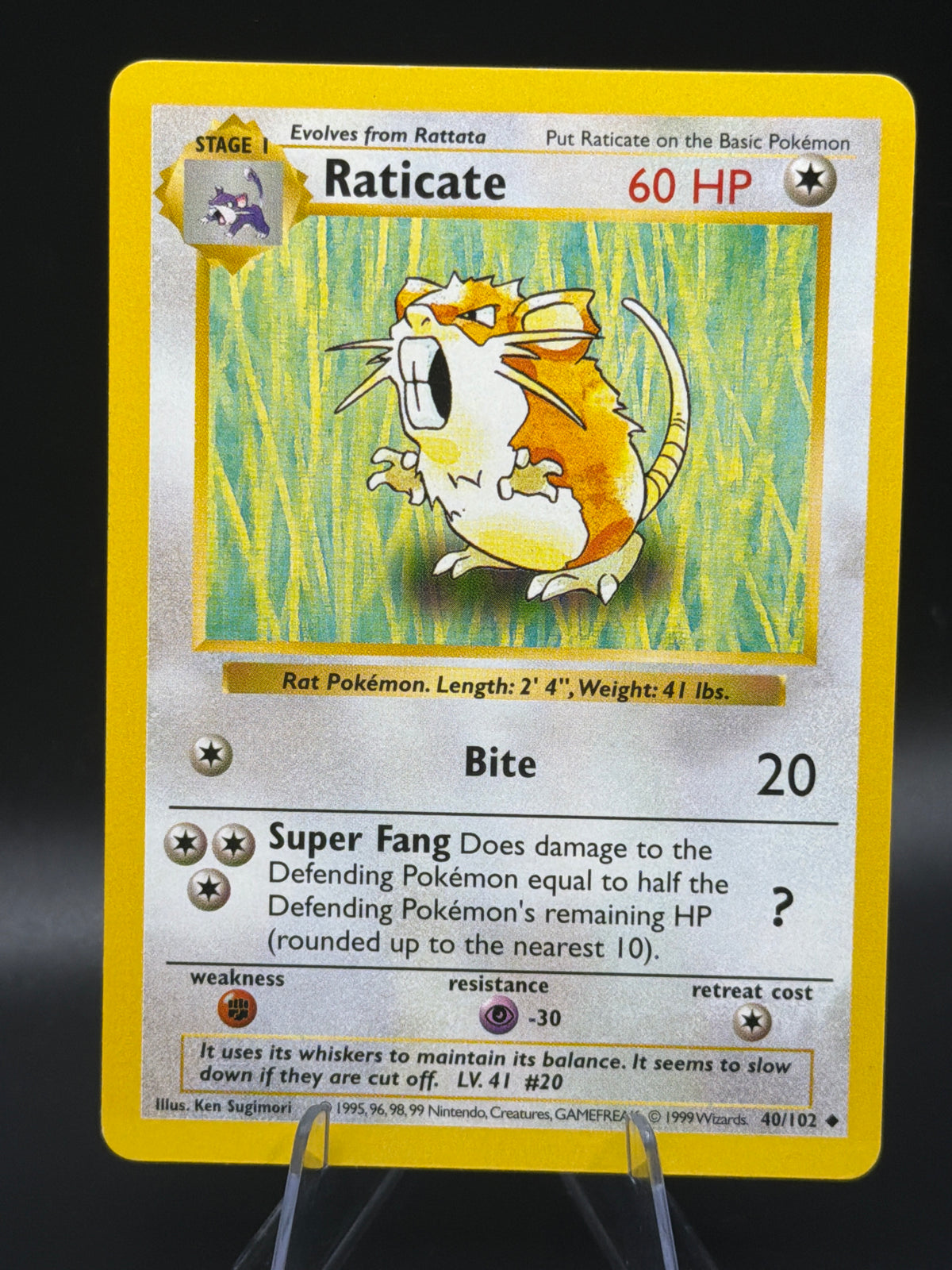 Pokemon TCG - Raticate 40/102 - Base Set - Shadowless
