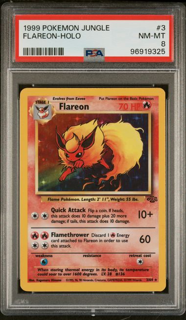 PSA 8 Pokémon TCG: 1999 Flareon 3/64 Jungle