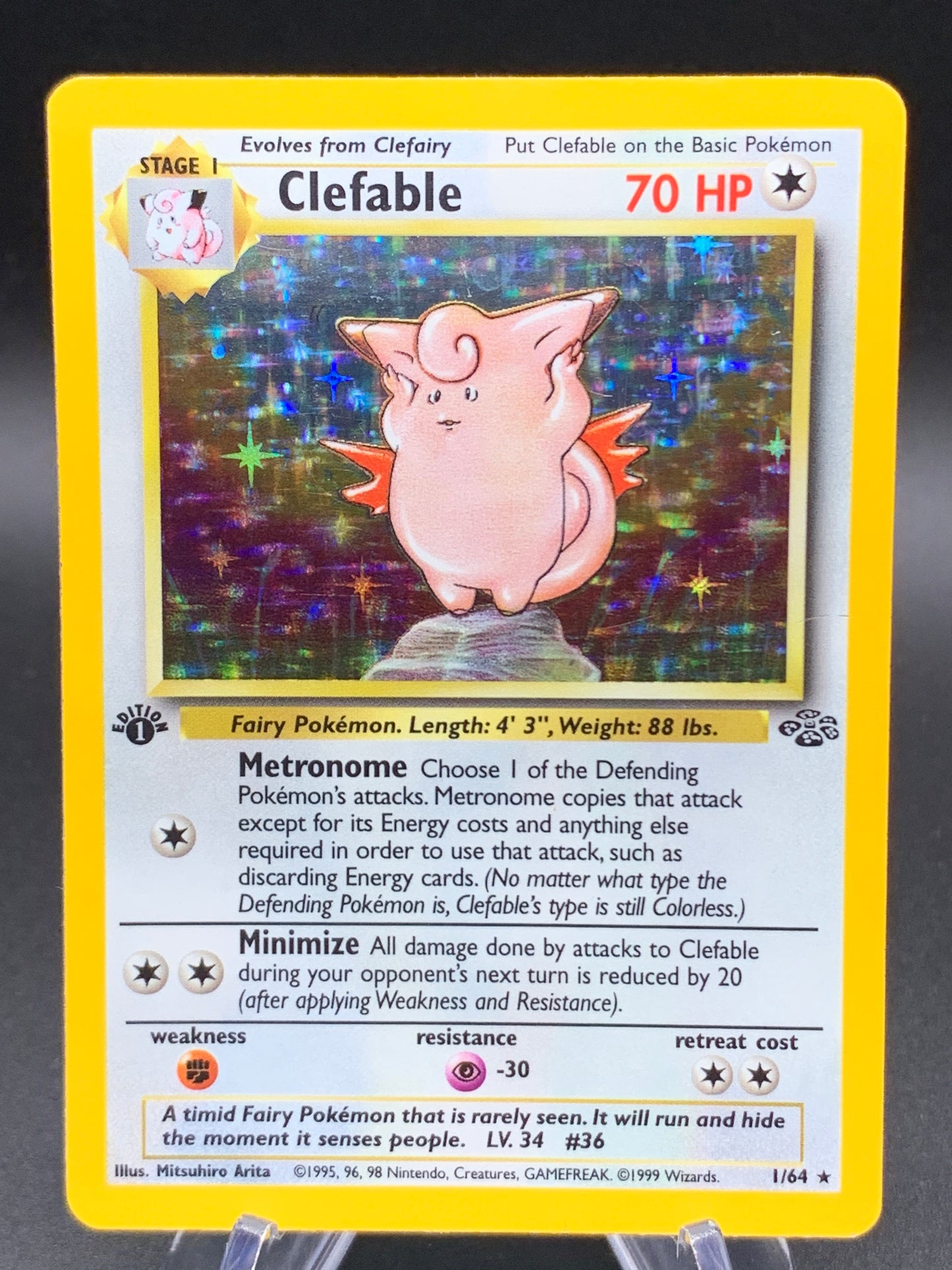 Pokémon TCG: 1999 Clefable 1/64 1st Edition Jungle Holo
