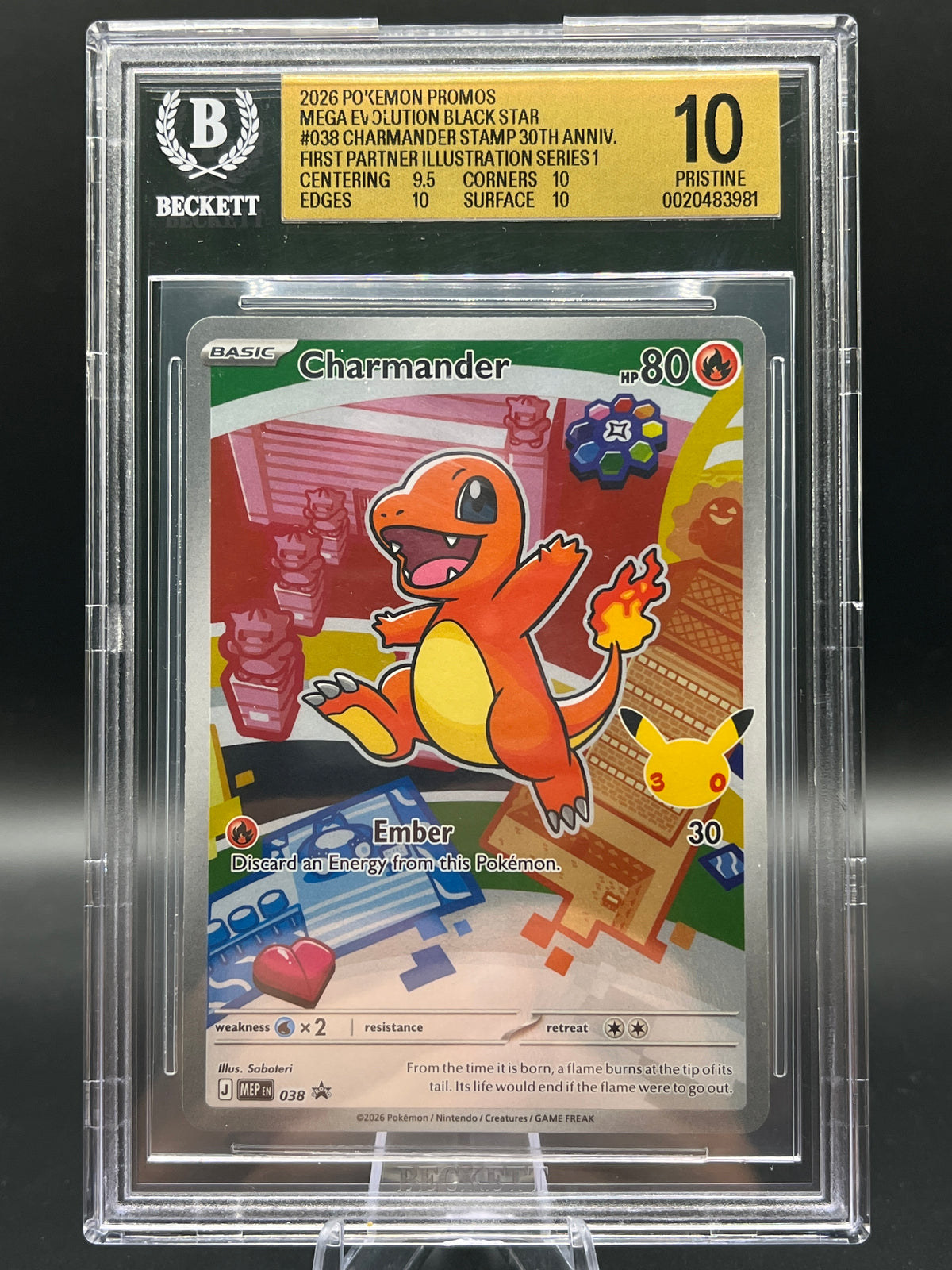 BGS 10 Pokémon TCG: 2026 Charmander 038 First Partner Illustration Collection Vol. 1